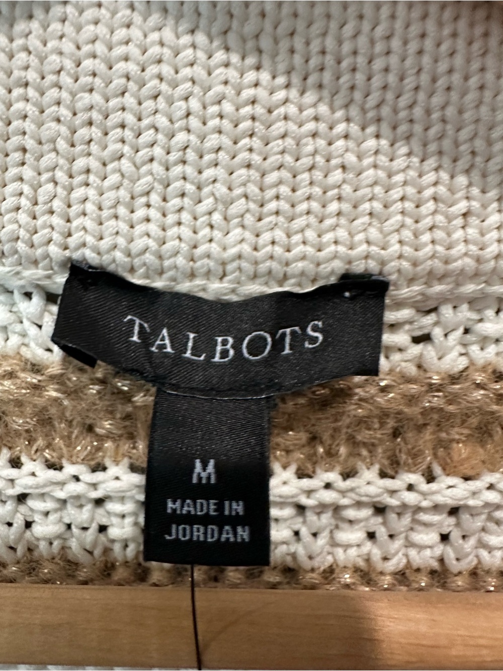 Talbots Kate cardigan sweater in toasted coconut and ivory Sz M NWT - Picture 2 of 10